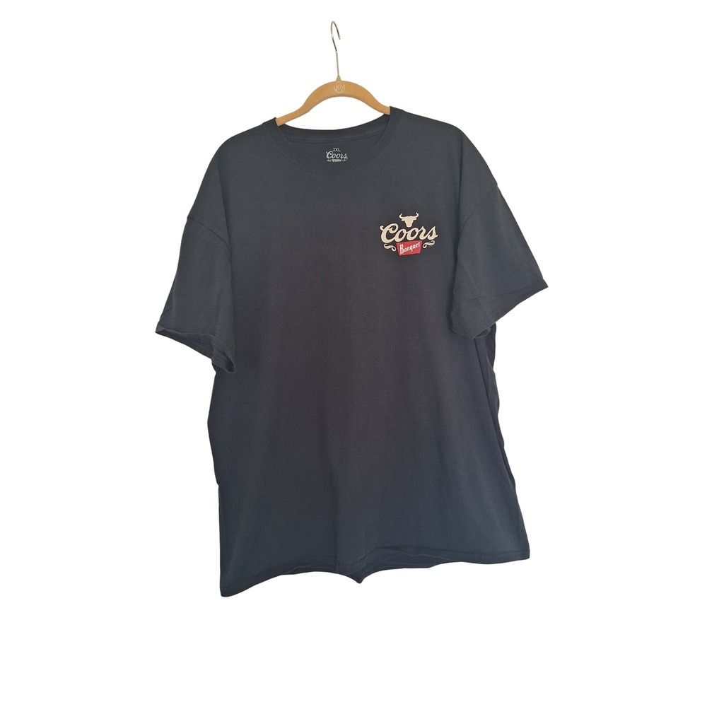 Coors Banquet Rodeo Graphic T-Shirt Mens 2XL Black Cotton Short Sleeve Logo Tee
